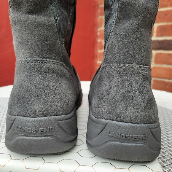 Lands End Quilted Boots Insulated Warm Mid Calf Snow Winter Boot Gray 9 - Picture 7 of 14